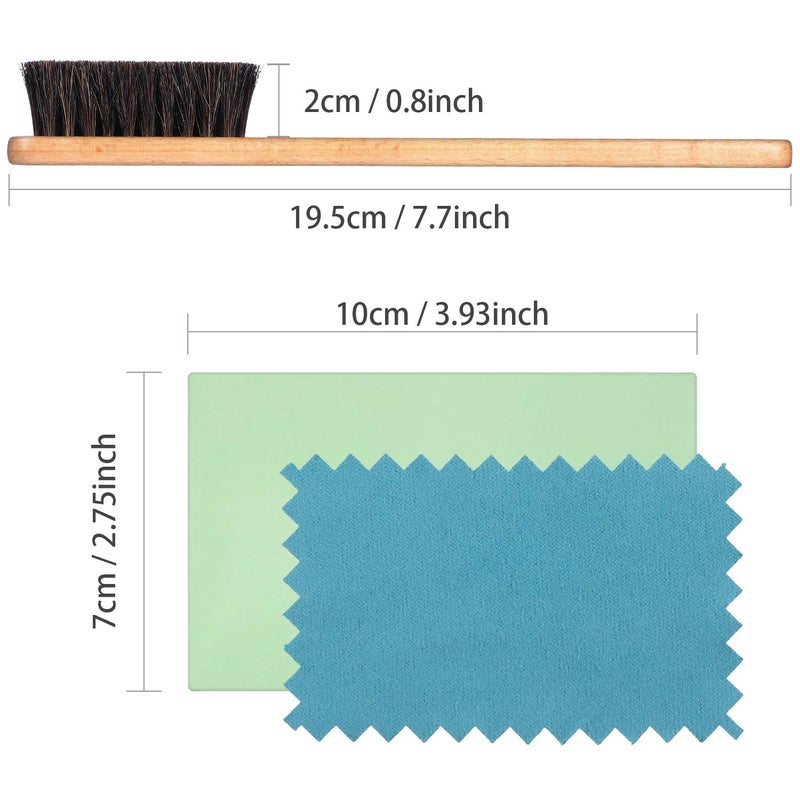 YoungJoy 3 Pcs Horsehair Brush Detailing Set - Cleaning Brushes Silver Care Kit With Polishing Cloth (Set A) - Image 3
